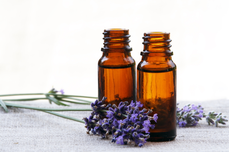 Aroma Oil in Bottles with Lavender Aromatherapy Aroma Oil in Glass Bottles with Lavender