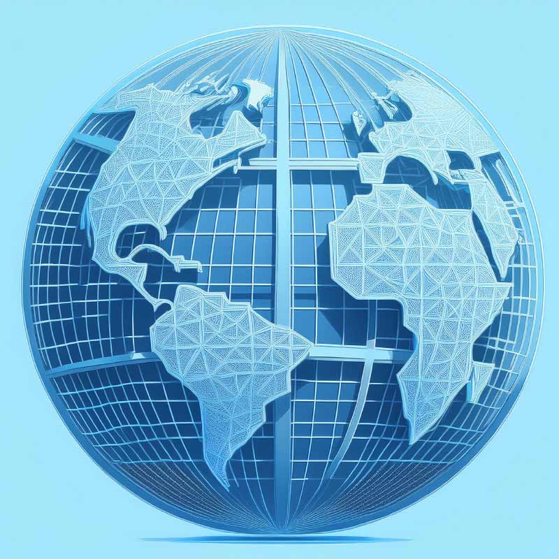 Das Bild zeigt eine stilisierte Weltkugel.