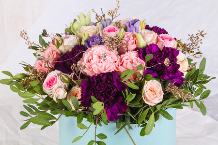 Fresh roses bouquet with other flowers