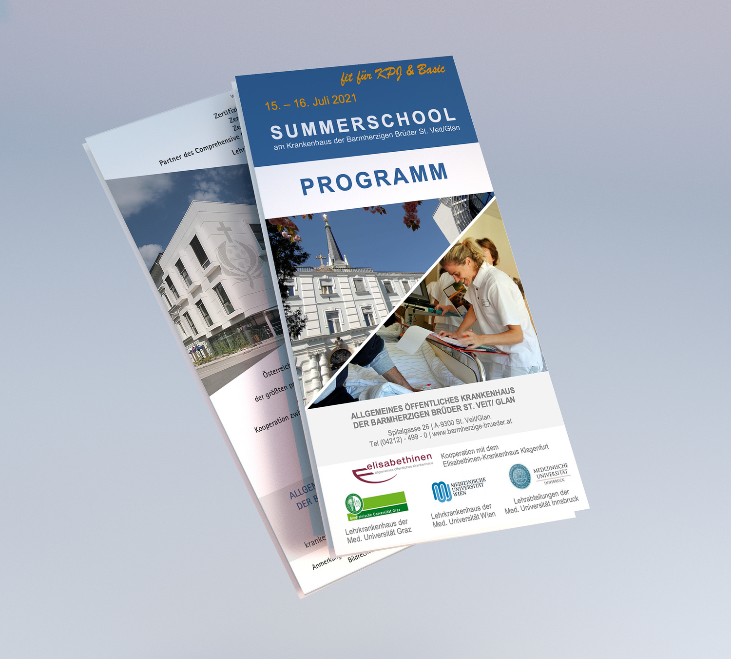 Floating Folded Trifold Brochure Mockup