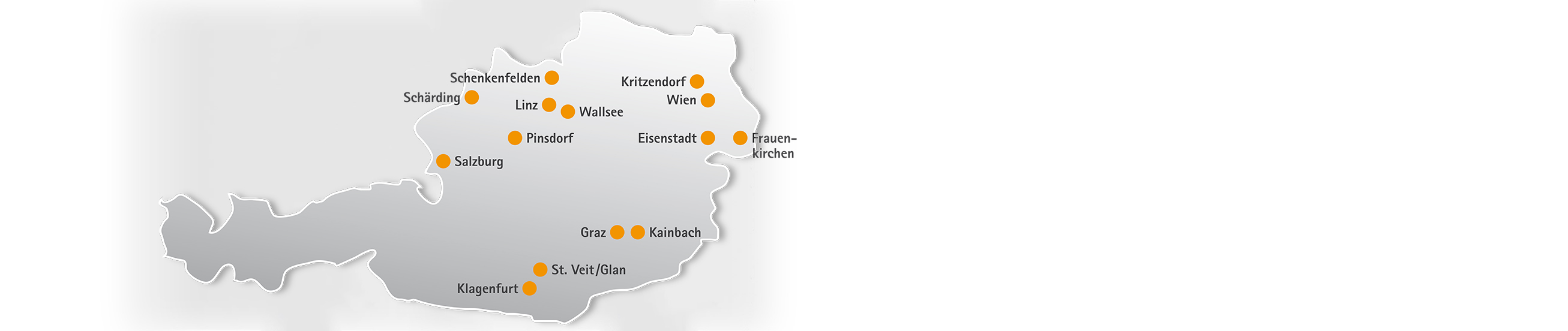 Das Bild zeigt eine Landkarte mit den Standorte der Barmherzigen Brüder in Österreich.