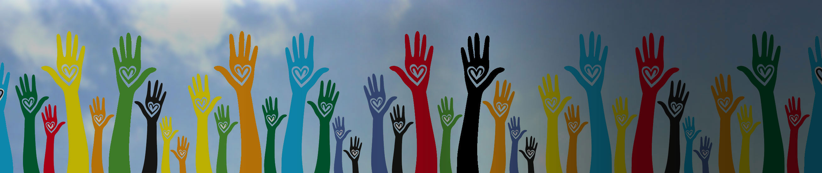 Das Bild zeigt eine Collage verschiedener Hände mit Herz