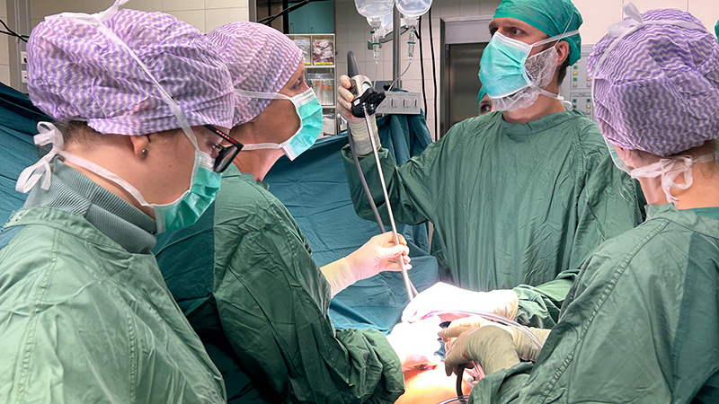 Operationsteam bedient Operationsroboter